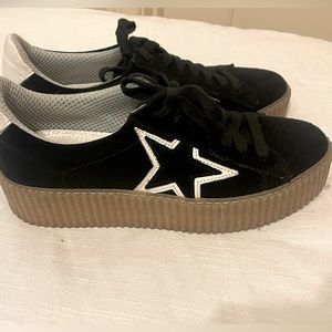 The Shoe Box sneaker, Black Suede, rubber sole, Size 8(38)